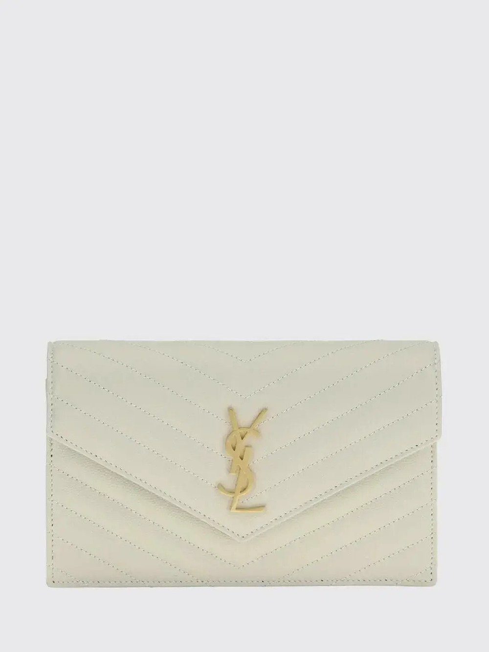 Saint Laurent Uptown Leather Pouch Clutch Cream Tan